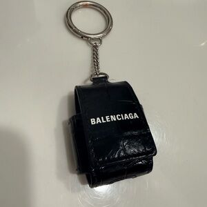 Balenciaga AirPod Holder in Black Crocodile-Embossed Leather